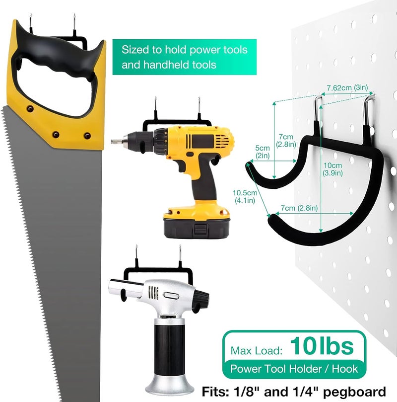 G.CORE 12 Pack Peg Board Tool Utility Hooks, Heavy Duty Pegboard Set Hooks Hangers, Pegboard Accessories for Garage Kitchen Bathroom Home Improvement Retail Display Shelf Board Craft Room Organization - Image 4